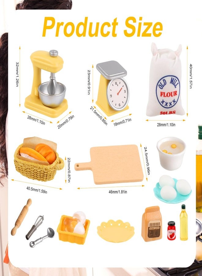 XIHIRCD مجموعة ألعاب طعام مصغرة، 1:12، ملحقات مطبخ لعب مصغرة لبيت الدمى، دقيق، بيض، خبز، راتنج، ديكور بيت الدمى، تمثال طعام مصغر، نموذج، عناصر مصغرة لبيت الدمى، هدية عيد ميلاد للأطفال - Image 2